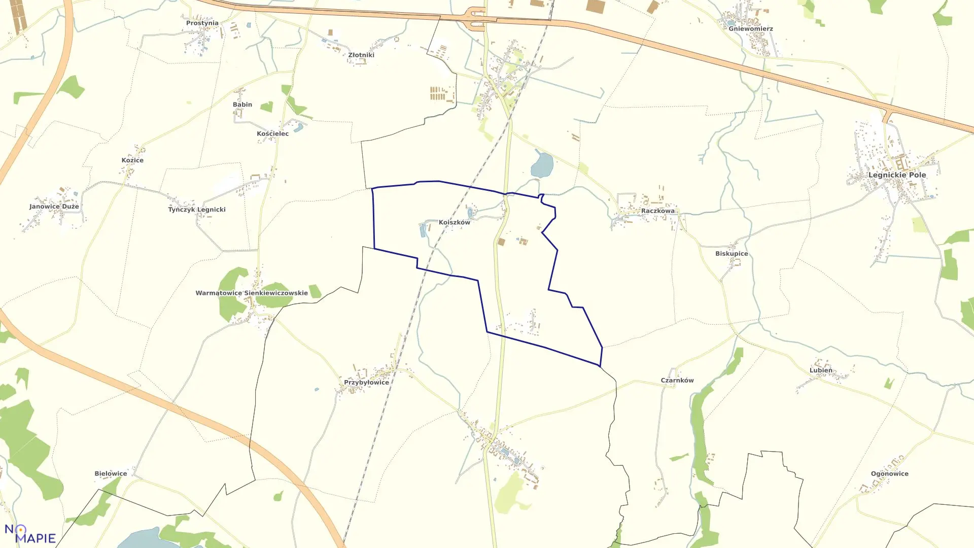 Mapa obrębu KOISZKÓW w gminie Legnickie Pole