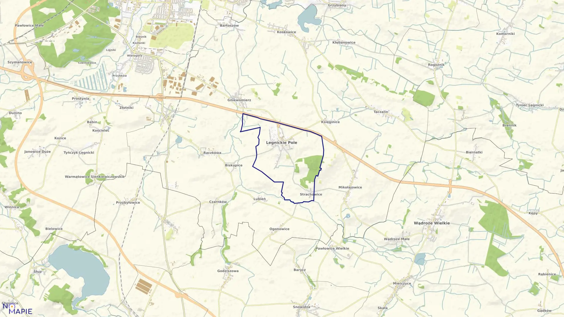 Mapa obrębu LEGNICKIE POLE w gminie Legnickie Pole