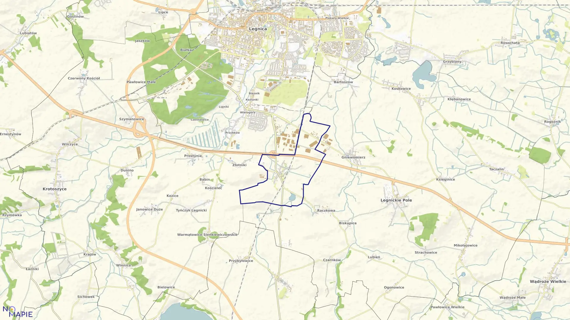 Mapa obrębu NOWA WIEŚ LEGNICKA w gminie Legnickie Pole